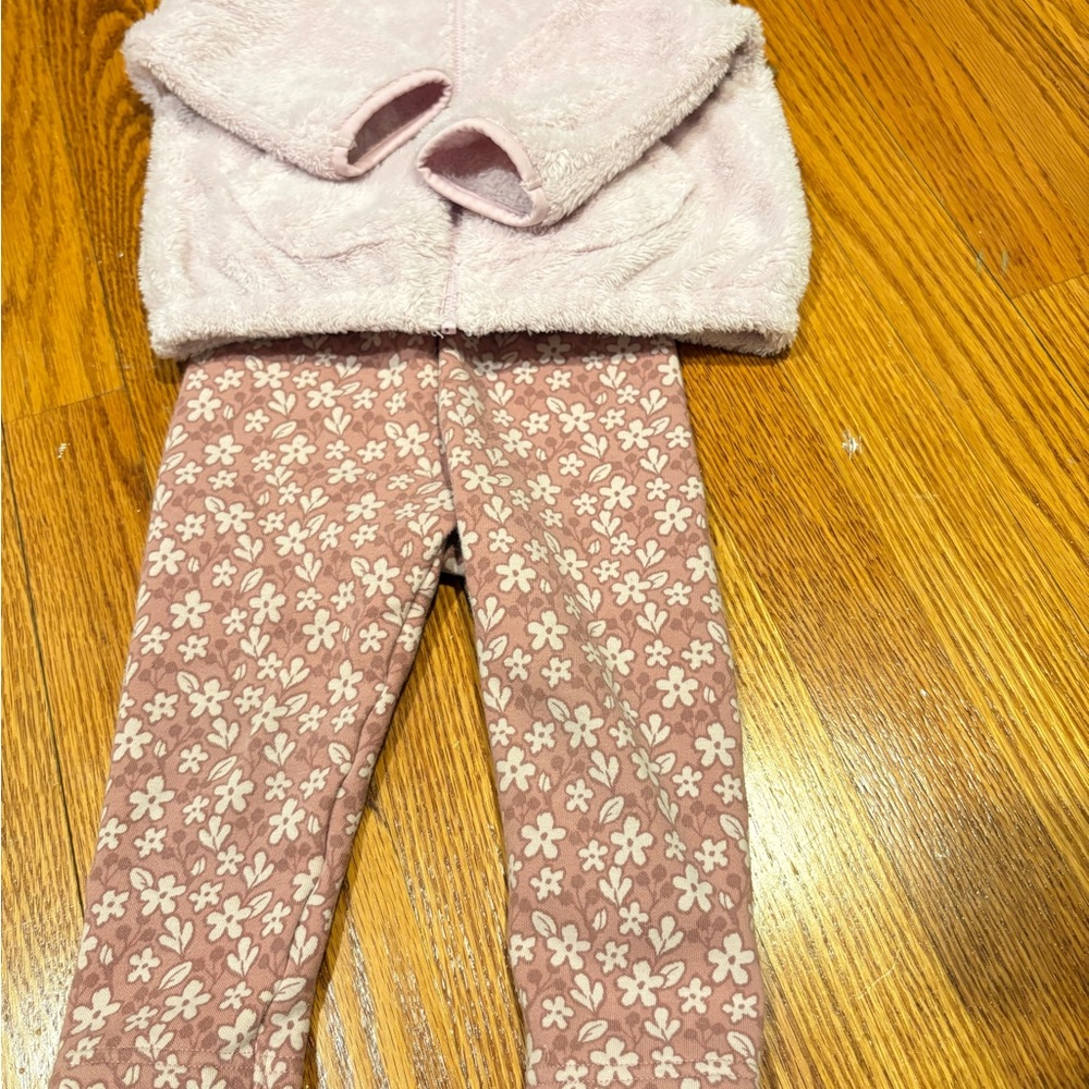 Baby girl soft fleeced jacket & pants set